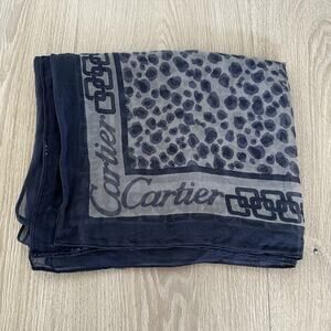 Vintage Cartier Leopard Print Silk Scarf Rectangular
